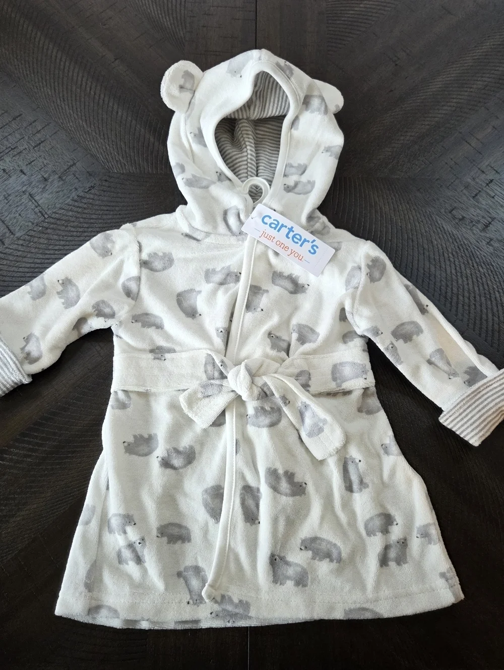 Carter's Just One You Baby Polar Bear Hooded Robe White 0-9M NWT